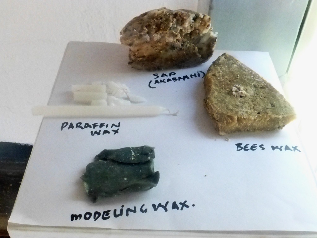 Samples of Modelling Wax from local materials