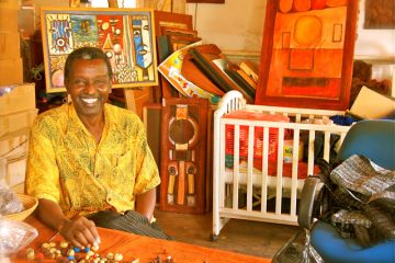 Sanaa Gateja at his home studio and workshop. 2011.
