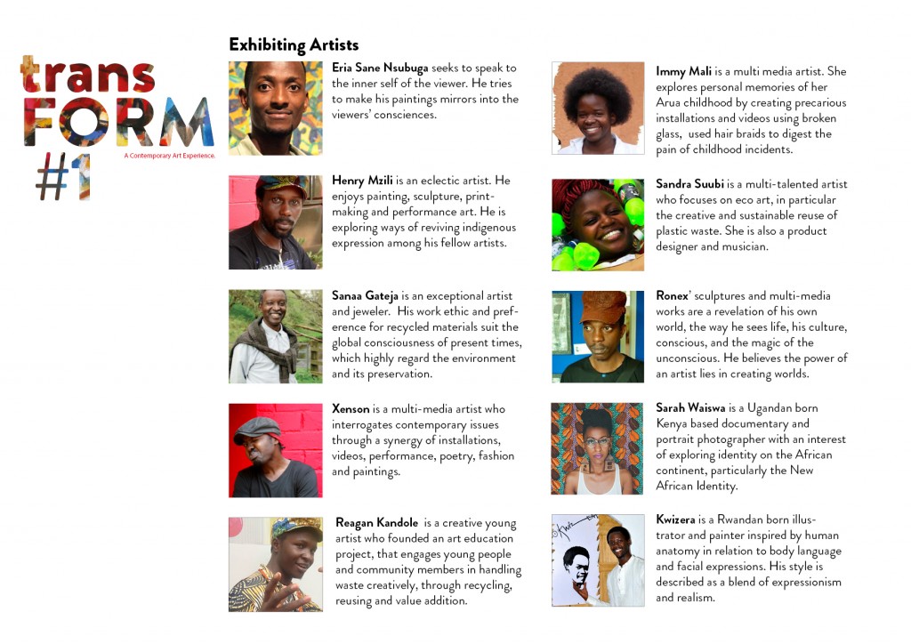 The list of artists that will participate in the transFORM#1 exhibition.